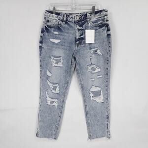 KanCan Jeans Womens‎ 11 29 Blue Distressed High Rise Ankle Skinny Raw Hem Denim